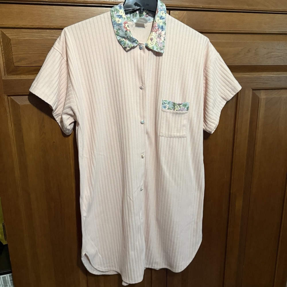 Gilligan & O'Malley Women's Vtg Nightgown White Pink‎ Floral